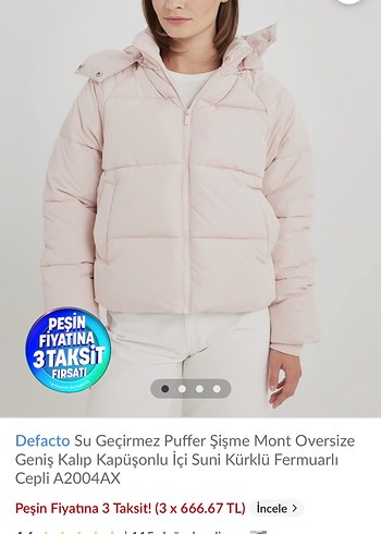 gül kurusu rengi içi kürklü Kadın Kış Montu - Görsel 2