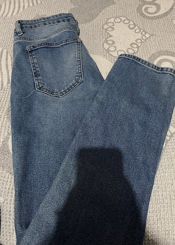 Gri Düğmeli Rahat Kesim Kot Pantolon - Görsel 3