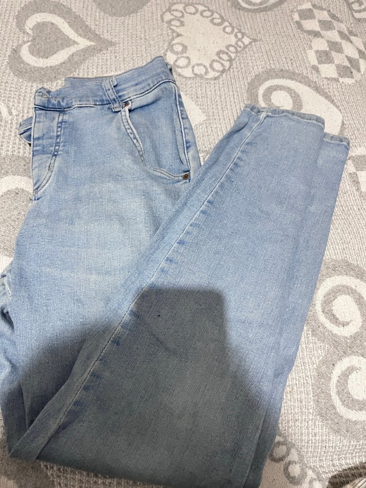 Gri Düğmeli Rahat Kesim Kot Pantolon - Görsel 2