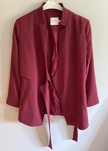 Bordo Kuşaklı Kadın Blazer Ceket