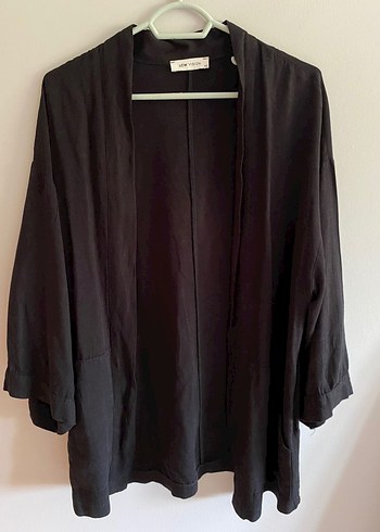 LCWaiki Siyah Midi Keten kimono