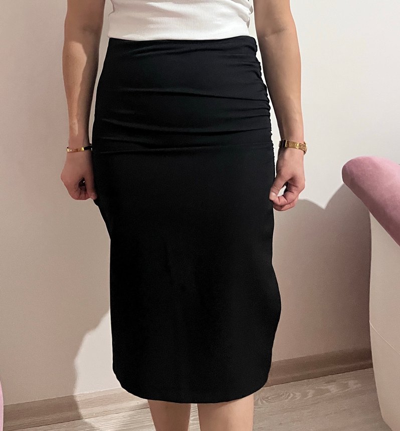 Siyah Drapeli Midi Etek - Görsel 2