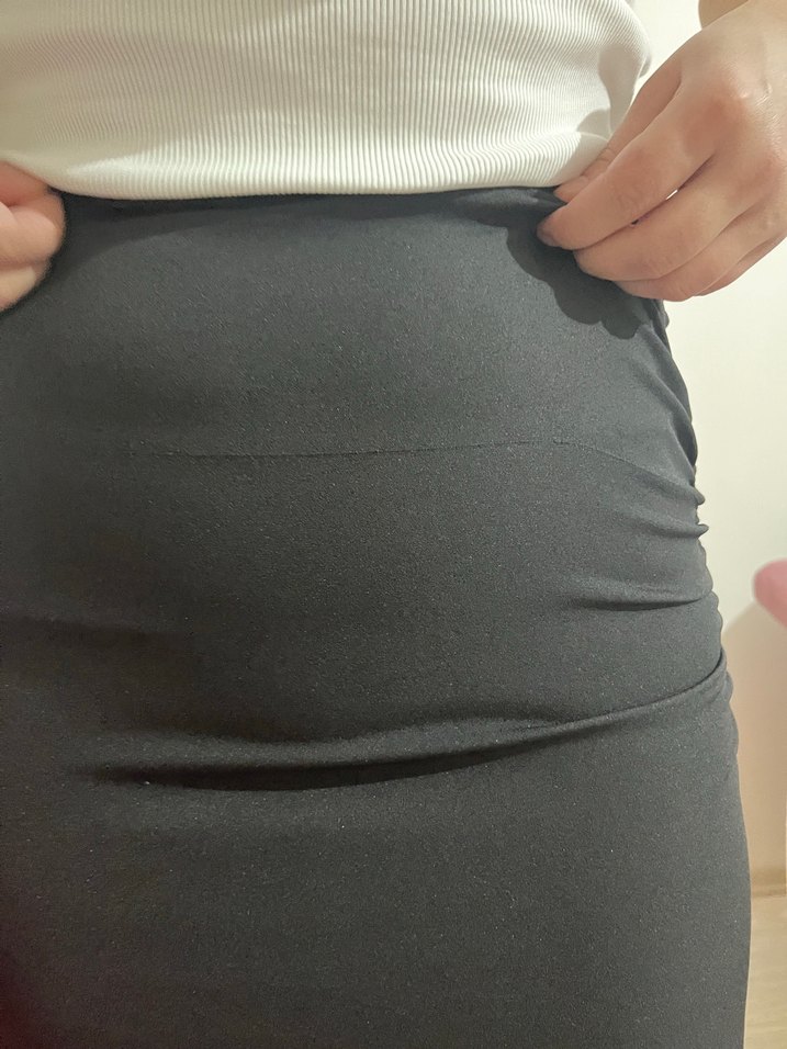 Siyah Drapeli Midi Etek - Görsel 3