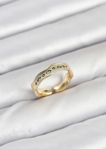 Pirinç Gold Renk Zirkon Taşlı Vintage Kadın Yüzük