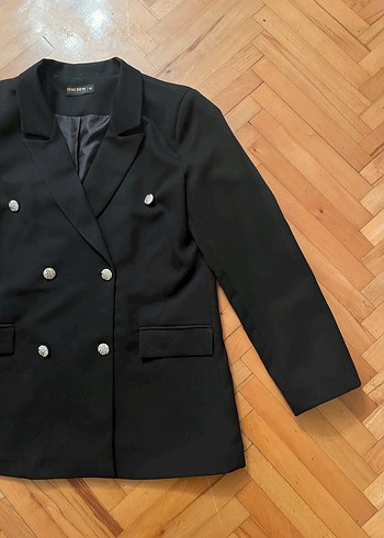 Düğmeli Siyah Kadın Blazer Ceket - Görsel 2