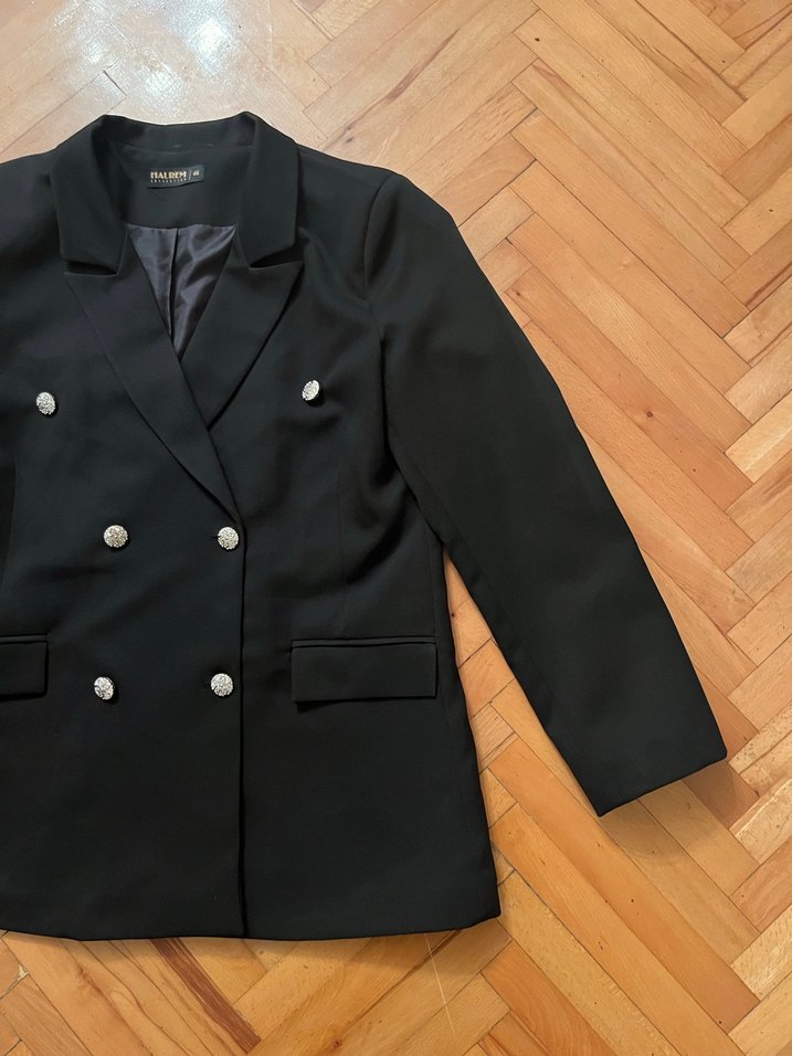 Düğmeli Siyah Kadın Blazer Ceket - Görsel 2