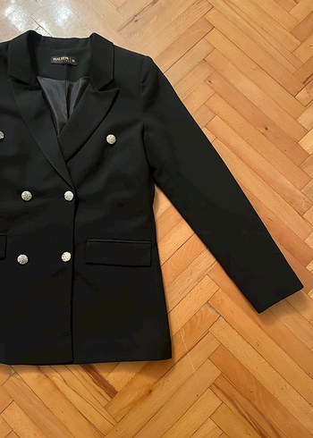 Siyah Düğmeli Kadın Blazer Ceket - Görsel 2