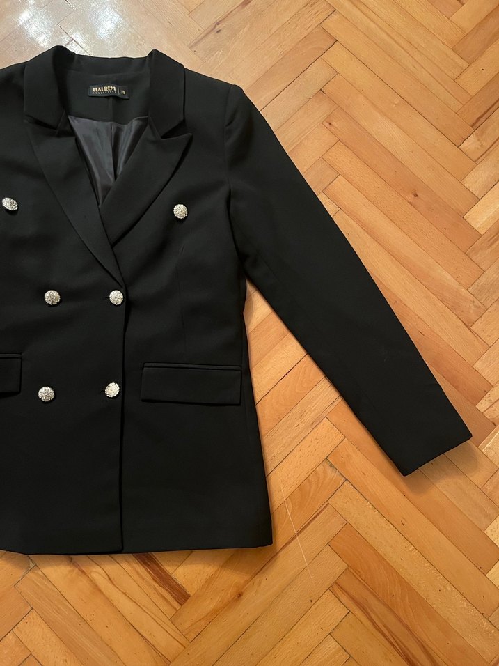 Siyah Düğmeli Kadın Blazer Ceket - Görsel 2