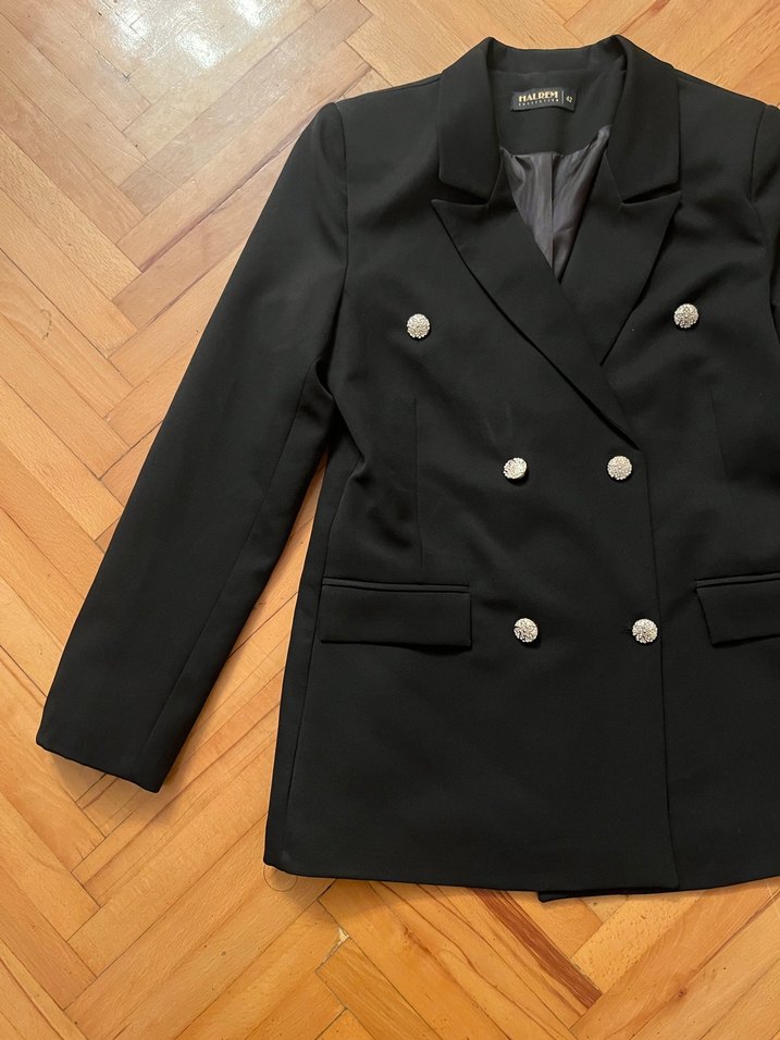 Siyah Kadın Düğmeli Blazer Ceket - Görsel 2