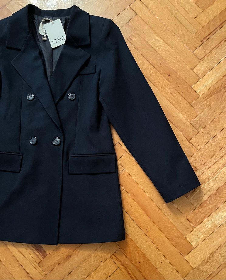 Siyah Düğmeli, Lacivert Renk Kadın Blazer Ceket - Görsel 2