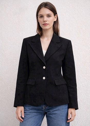 Siyah Süet Kadın Blazer Ceket - Görsel 3
