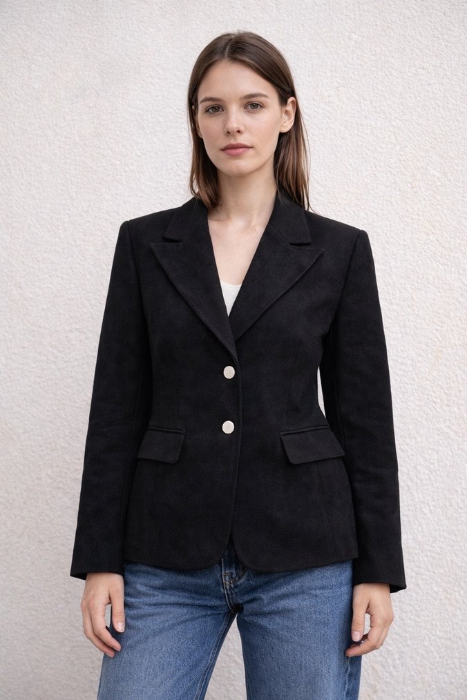 Siyah Süet Kadın Blazer Ceket - Görsel 3