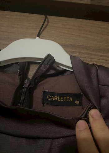 Gri Uzun Abiye Elbise Yüksek Yaka - Görsel 3