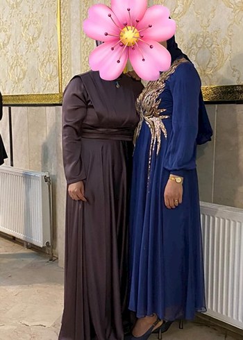 Gri Uzun Abiye Elbise Yüksek Yaka - Görsel 2