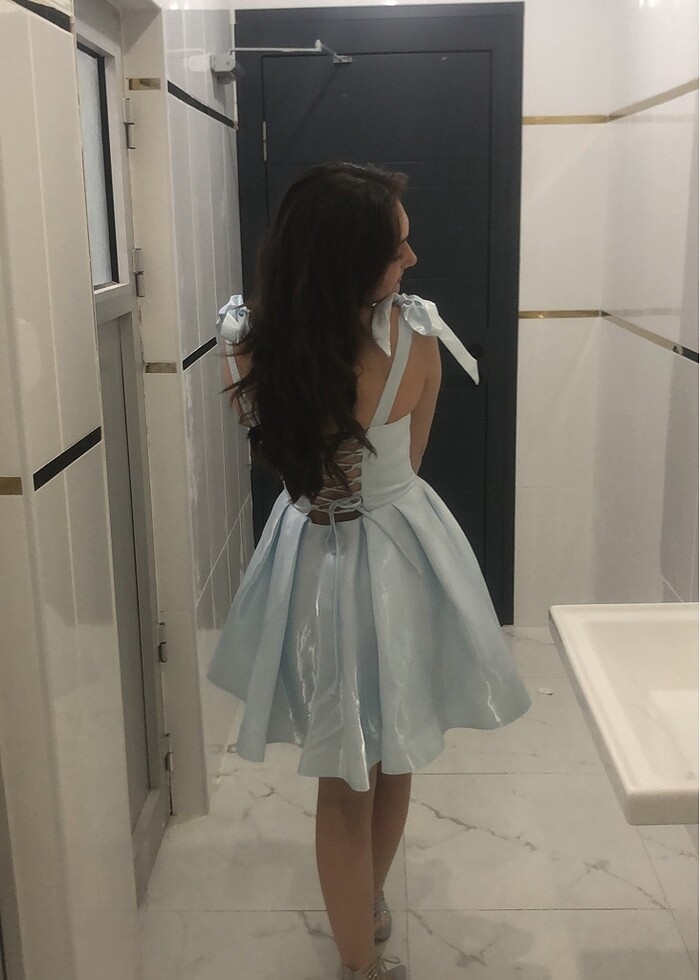 Bebek mavisi abiye elbise - Görsel 2