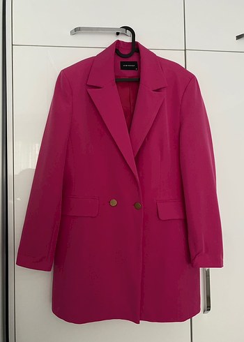 Pembe Düğmeli Kadın Blazer Ceket