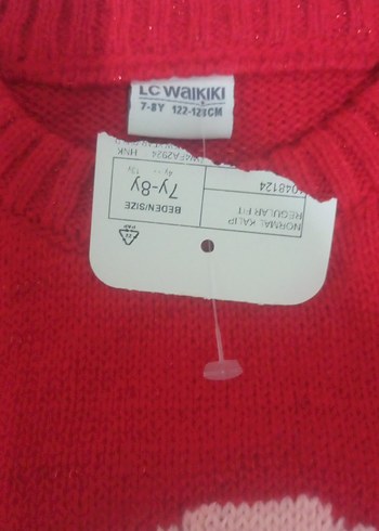 Kız Çocuk Nakışlı Kırmızı Triko Kazak - Görsel 3