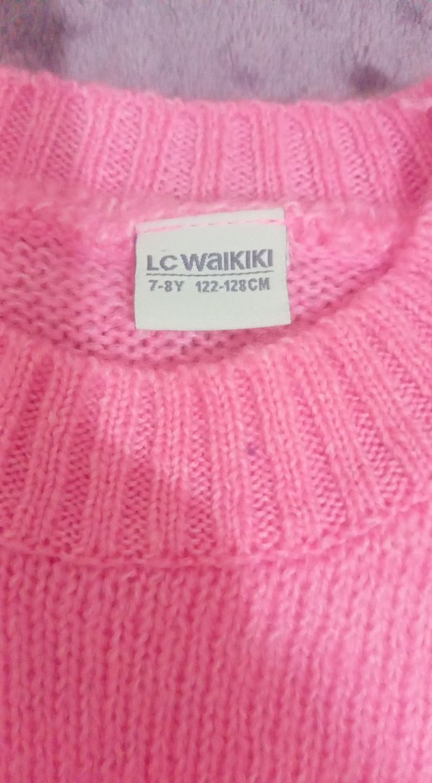 Pembe Nakışlı Kız Çocuk Triko Kazak - Görsel 3