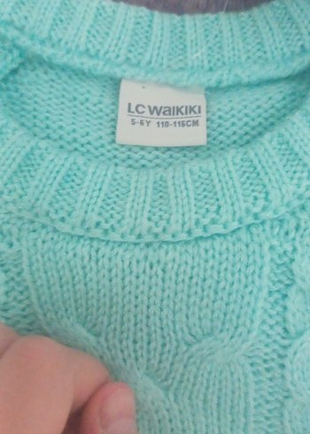 Turkuaz Örgü Kız Çocuk Kazak - Görsel 3