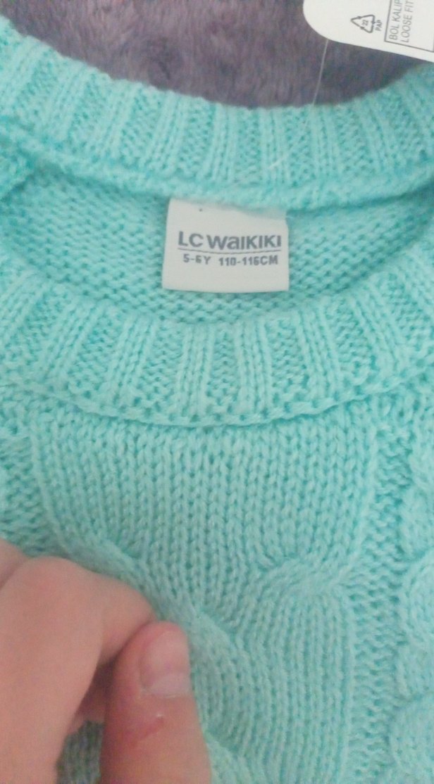 Turkuaz Örgü Kız Çocuk Kazak - Görsel 3