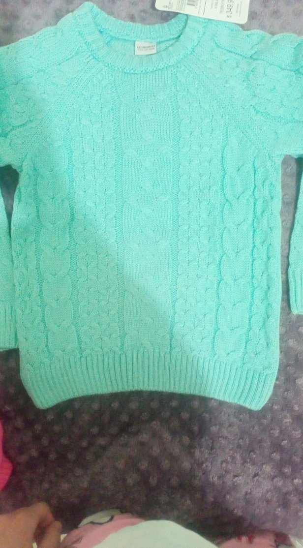 Turkuaz Örgü Kız Çocuk Kazak - Görsel 4