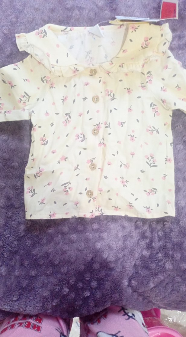 Kız Bebek Pamuklu Düğmeli Bluz - Görsel 5