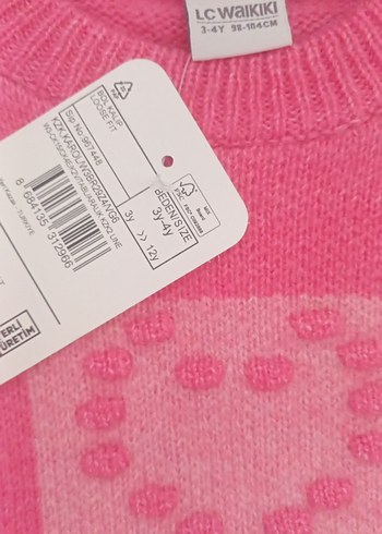 Kız Çocuk Pembe Nakışlı Örgü Kazak - Görsel 2