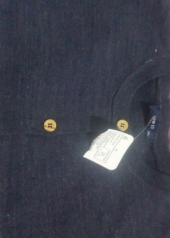 Lacivert Düğmeli Kadın Yün Kazak - Görsel 3