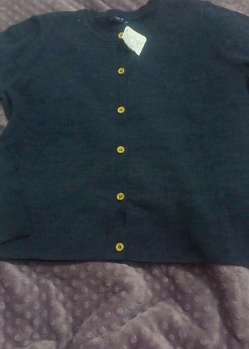 Lacivert Düğmeli Kadın Yün Kazak - Görsel 2