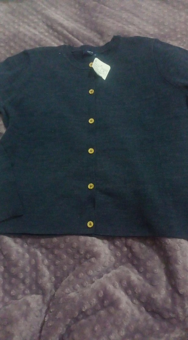 Lacivert Düğmeli Kadın Yün Kazak - Görsel 2