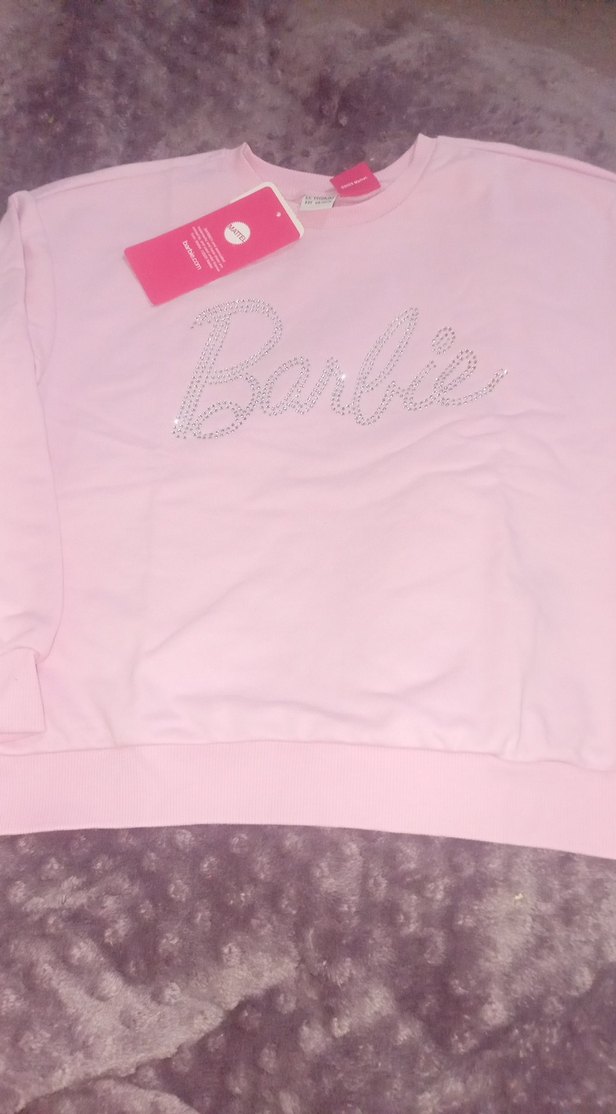 Pembe Barbie Payetli Kız Sweatshirt - Görsel 4