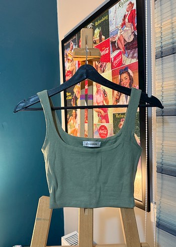 Kadın Haki Mini Crop Top
