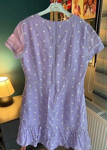 Trendyolmilla Lila Puantiyeli Kısa Kollu Mini Elbise - Görsel 2