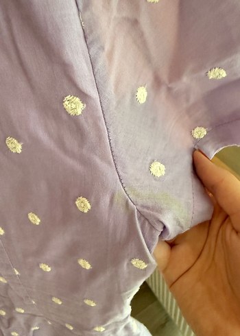 Trendyolmilla Lila Puantiyeli Kısa Kollu Mini Elbise - Görsel 4