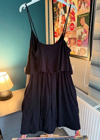 H&m Siyah Mini Askılı Salaş Elbise - Görsel 2