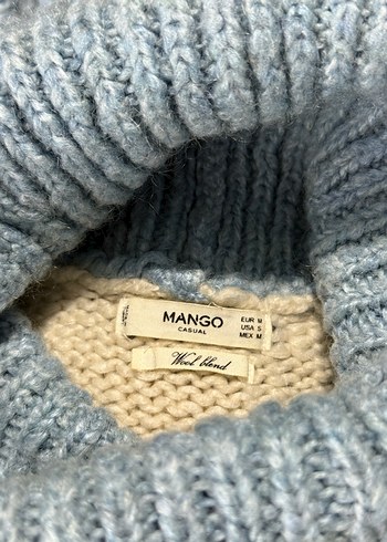 Mango Mavi Boğazlı Yün Kazak - Görsel 4