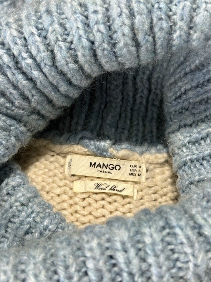 Mango Mavi Boğazlı Yün Kazak - Görsel 4