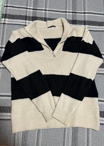 Trendyolmilla Çizgili Yarım Fermuarlı Kadın Kazak - Görsel 2