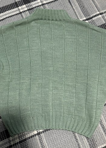 Bohem Stil Yeşil Örgü Boğazlı Kazak - Görsel 4