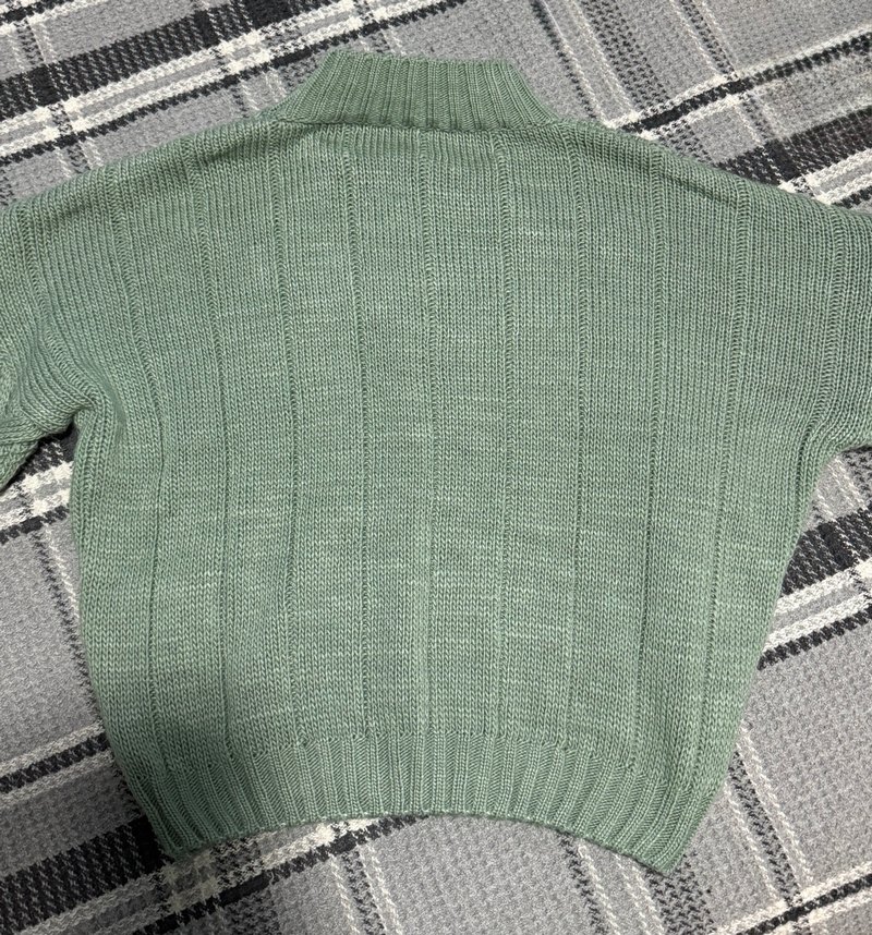 Bohem Stil Yeşil Örgü Boğazlı Kazak - Görsel 4