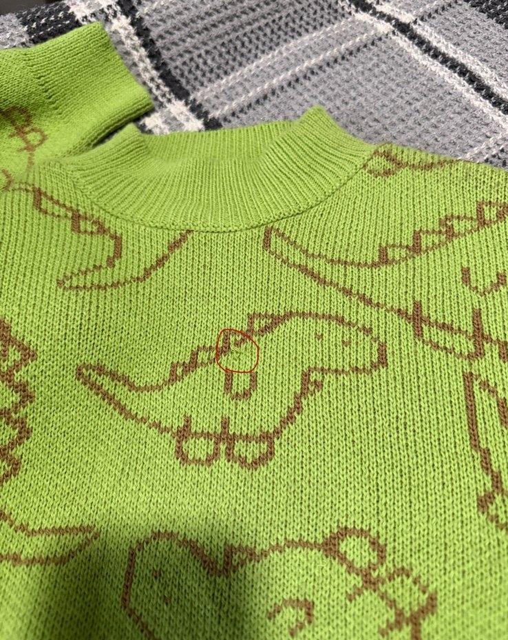 Nakışlı Yeşil Dinazorlu Örgü Kadın Kazak - Görsel 5