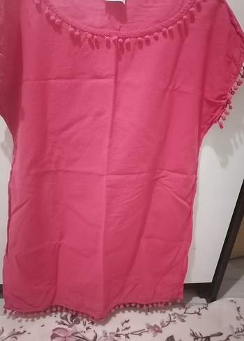 Püsküllü Pembe Kadın pareo - Görsel 2