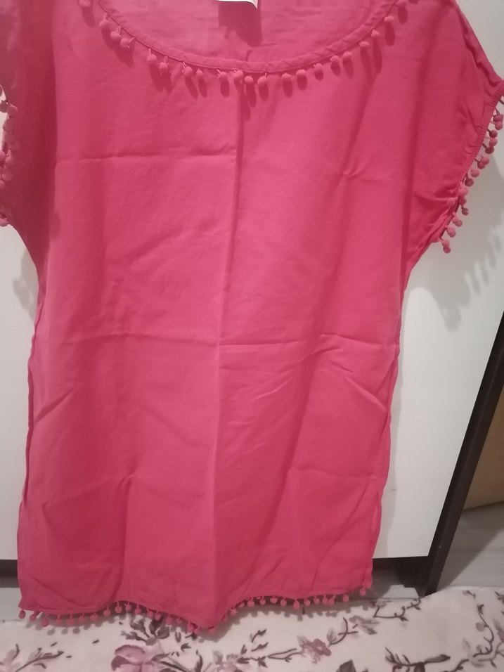 Püsküllü Pembe Kadın pareo - Görsel 2