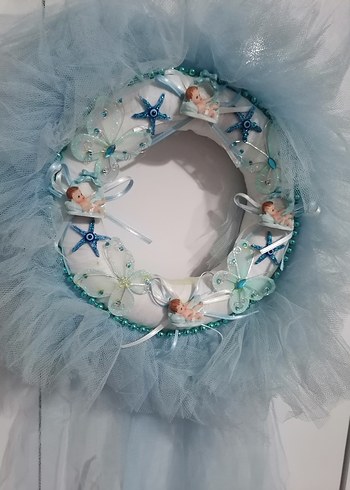 Mavi Pastel Bağlamalı erkek çocuk kapı süsü - Görsel 2