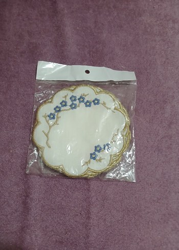 Çiçek İşlemeli Yuvarlak 6'lı Bardak Altlığı - Görsel 2