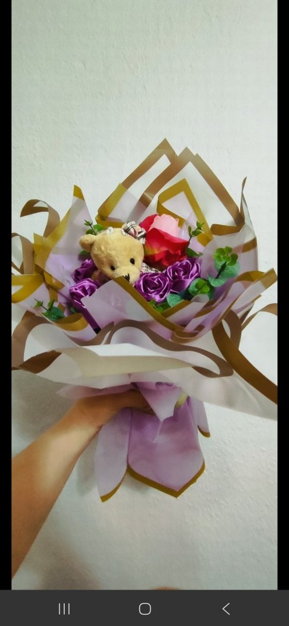 Mor Renkli Ayıcıklı Büyük Gül Buketi - Görsel 3