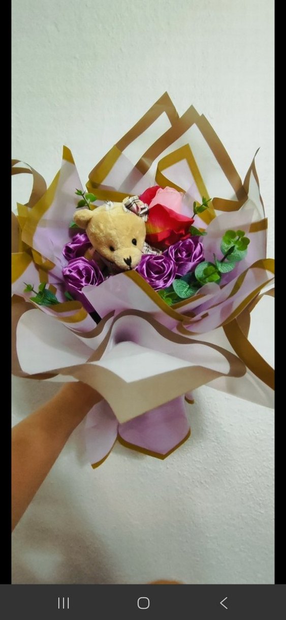 Mor Renkli Ayıcıklı Büyük Gül Buketi - Görsel 4