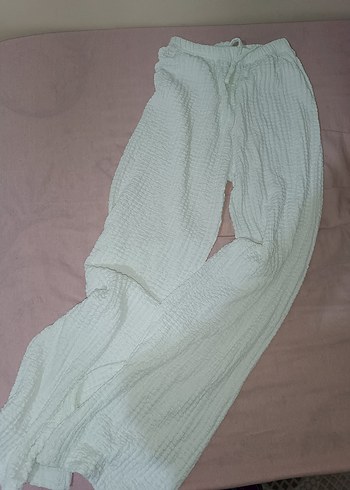 Beyaz Keten Salaşi Pantolon - Görsel 2