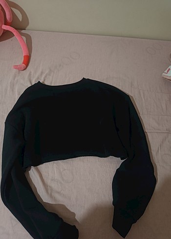 Kadın Siyah Oversize crop üst - Görsel 3