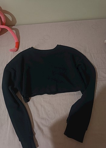 Kadın Siyah Oversize crop üst - Görsel 2